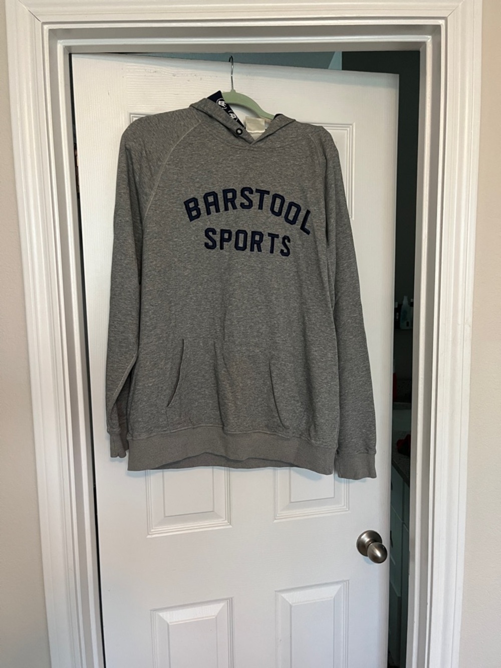 Barstool Sports Gray Hoodie with Navy Lettering